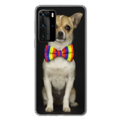 Produktbild von MuchoWow® Handyhülle Schutzhülle Hülle für Huawei P40 Pro Hund - Fliege - Schwarz Silikon Softcase Handy Hülle