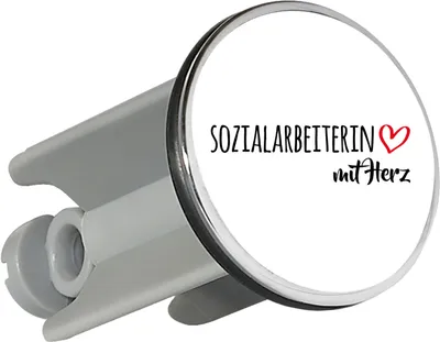 Produktbild von Huuraa Waschbeckenstöpsel Sozialarbeiterin mit Herz 4cm höhenverstellbar Abflussstopfen Geschenkidee