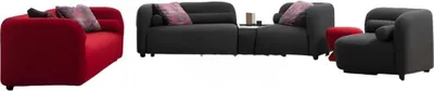 Produktbild von Schwarz-Rote Designer Wohnzimmer Sofagarnitur Designer Couchen 3tlg