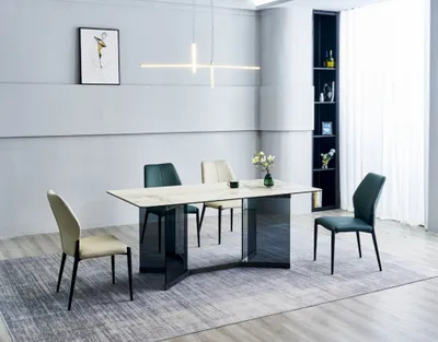 Produktbild von Weißer Esstisch Designer Essgruppe 4x Moderne Stühle Luxus Esszimmer