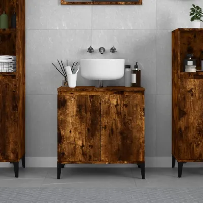Obrázok produktu pre Nábytok Umyvadlová skrinka s dymovým dnom 58x33x60 cm materiál na báze dreva - Kúpeľňové zrkadlo 821265