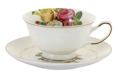 Produktbild von Tassen Becher PORZELLAN mit Untertasse Kaffeetasse Teetasse Weiß 200 ml