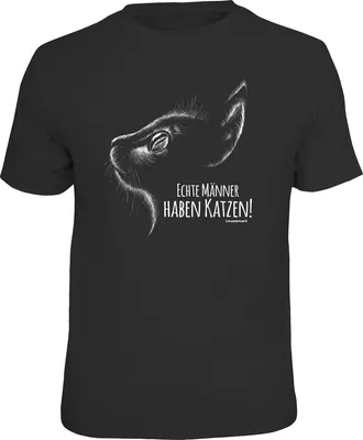 Produktbild von Herren Kurzarm T-Shirt mit Katzenmotiv aus 100% Baumwolle, Größe XL