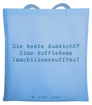 Produktbild von Mr. & Mrs. Panda festivaltasche Spruch Immobilienkauffrau Freude - Sky Blue - Geschenk, Mietrecht, Fachwissen, Beratung, Tasche, Empathie, Laptoptasche, Berufsgestaltung