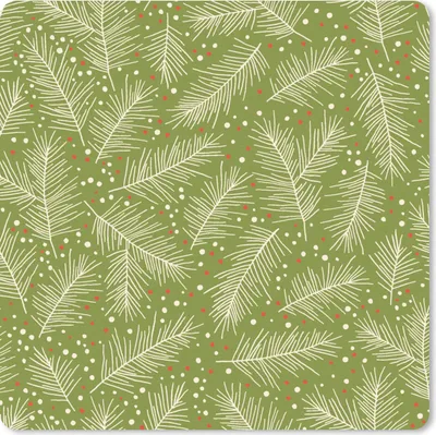 Produktbild von MuchoWow® Mauspad Mousepad Tannenzweig - Muster - Weihnachten - Winter 20x20 cm - Mousepads - Maus Mat - Pad - Mausunterlage - Desk Mat - Bureauartikeln