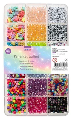 Obrázek produktu pro GLOREX Sada plastových korálků, vícebarevná, 2400 kusů