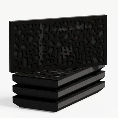 Obrázok produktu pre 4-balenie – Úzky akustický difúzny panel pohlcujúci zvuk | 25 x 50 cm | Difúzia – odraz – zvuková izolácia [P32-H – 53 mm | Čierny plast]