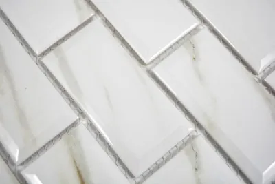 Produktbild von Handmuster Keramikmosaik Metro Calacatta Fliesenspiegel Küchenrückwand BAD Dusche MOS26M-0204_m