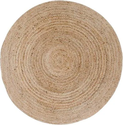 Imagen del producto de Unyqoos® Alfombra de yute Milou – redonda, de 150 cm de diámetro, trenzada, color natural | Estilo bohemio y escandinavo, ideal para salones y dormitorios