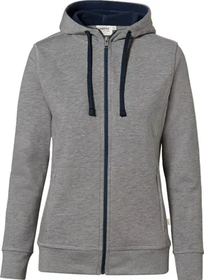 Produktbild von HAKRO Hakro Damen Kapuzenjacke Bonded #255 Gr. 2XL grau meliert/tinte