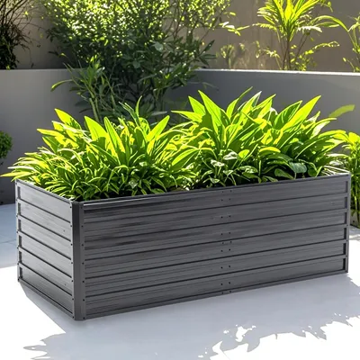 Produktbild von Metall Hochbeet Blumfeldt Gartenbeet aus verzinktem Stahl Wetterfestes Stahlblech-Hochbeet für Balkon & Garten 189x90x64cm Hochbeet Bausatz ohne Boden