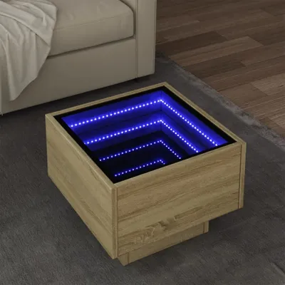 Produktbild von Möbel Beistelltisch mit LED Sonoma Eiche 40x40x30 cm Holzwerkstoff - Couchtische 847499
