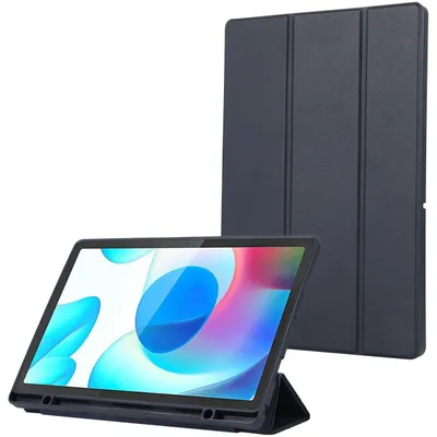 Produktbild von Mobigear Dreifach-Faltetui aus Gel für Samsung Galaxy Tab A9 Plus (2023) – Hülle aus TPU, Kunstleder, Klapphülle + Stifthalter – Dunkelblau