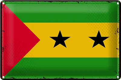 Produktbild von Blechschild Flagge São Tomé und Príncipe 30x20cm Retro Flag