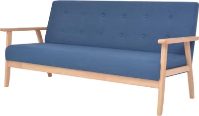 Produktbild von vidaXL Sofagarnitur 3-tlg. Stoff Blau
