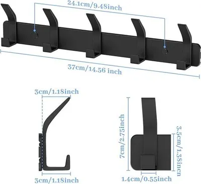 Produktbild von Famanu Kleiderhaken Wandgarderobe mit 5 Haken - Schwarz