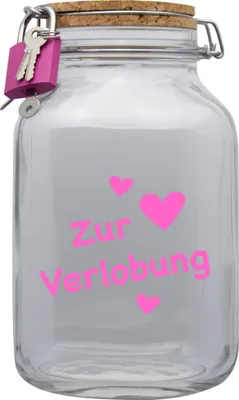 Produktbild von Spardose Geld Geschenk Ideen Zur Verlobung Design2 Transparent Größe XXL 3 Liter