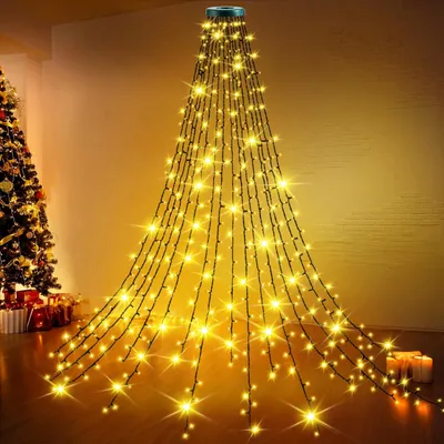 Weihnachtsbaumbeleuchtung 200 LEDs, 2 m, 8 Stränge, warmweiß, IP44