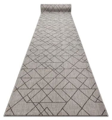 Image de Le tapis de couloir SIZAL SION 6051 Géométrique tissé à plat gris 100 cm gris 100x870 cm