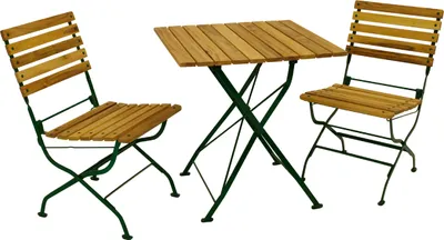 Produktbild von TPFGarden BISTRO Set Genf - Gartenmöbel Garten-Garnitur 3-teilig, Sitzgruppe für 2 Personen - Flachstahl Robinienholz dunkelgrün