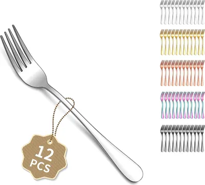 Image de Fourchettes de table dorées - Set de fourchettes - 12 pièces - Acier inoxydable - 18 cm
