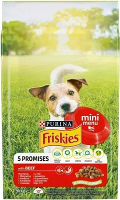 Obrázek produktu pro Purina Friskies Mini Menu, Dospělý jedinec, Malý (5-10 kilogramů), Hovězí, 1,5 kg