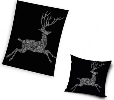 Produktbild von Supersoft Weihnachtsdecke 150/200cm + Kopfkissen Schwarz, PNL235032-T