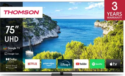 Zdjęcie produktu dla Thomson 75UG5C14, 190,5 cm (75"), 3840 x 2160 px, LED, Smart TV, Wi-Fi, Czarny