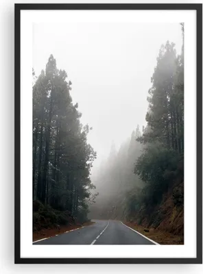 Produktbild von Gerahmtes Poster - Schwarzer Rahmen - Weg Nebel Straße - 50x70 cm - Wand Bild - Wanddeko - Wandbilder - Kunstposter - Wandposter - Bilderrahmen - Bilder - Kunstdruck - Wanddekoration - P2BPA50x70-5168