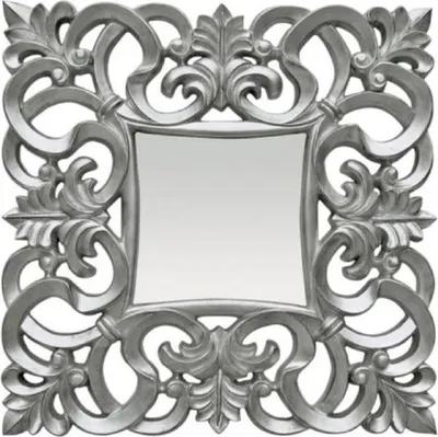 Obrázok produktu pre Casa Padrino Barokové zrkadlo strieborné 76 x v. 76 cm - Štvorcové nástenné zrkadlo v barokovom štýle - Nádherné zrkadlo v starožitnom štýle - Barokový interiér - Barokový nábytok