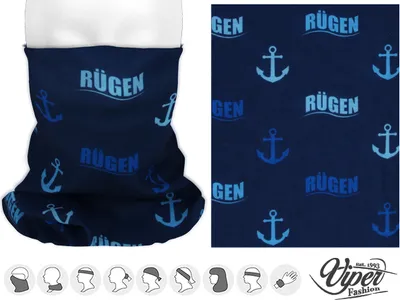 Produktbild von Multifunktionstuch 9 - Gesichtsmaske Schlauchschal Mund Nase Maske Halstuch Maritim hellblau Rügen