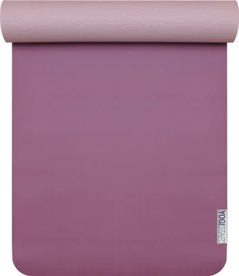 A rolled-up yoga mat on a white background.