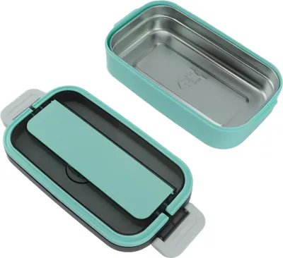 Image de boîte à bento en acier inoxydable 304 Boîte à lunch pour adultes Boîte à bento portable pour étudiants, employés de bureau Vert Menthe