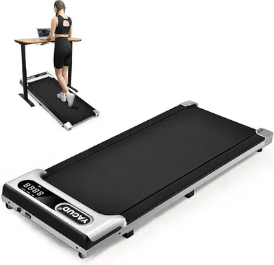Obrázek produktu pro Běžecký pás do domácnosti, skládací, pod stolem, 2,5 HP, s dálkovým ovládáním a LED displejem, přenosná podložka pod stůl pro domácnost/kancelář | Běžecký pás pod stůl, LED displej, dálkové ovládání