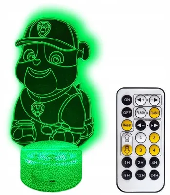 Image de Pat Patrouille Rubble Lampe LED 3D avec Télécommande