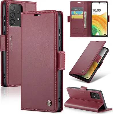 Produktbild von Galaxy A33 5G Hülle, Leder Brieftasche Kartenfach Schutzhülle mit Standfunktion für Samsung Galaxy A33 5G Rot