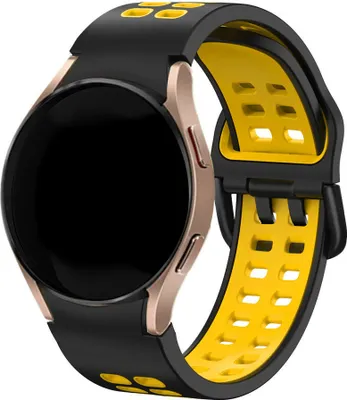 Produktbild von Strap-it Samsung Galaxy Watch 4 Classic 46mm Block Sport Armband (Schwarz/Gelb)
