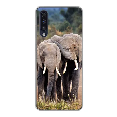 Produktbild von MuchoWow® Handyhülle Schutzhülle Hülle für Samsung Galaxy A30s Elefant - Tiere - Bäume - Natur Silikon Softcase Handy Hülle - Karteninhaber