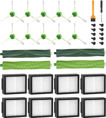 Produktbild von Bürsten Ersatzteile für iRobot Roomba E & I Serie i7+ i3+ i4+ i6+ i8+ j7+/Plus Ersatz Saugroboter Zubehör 4 Gummibürsten, 8 HEPA-Filter, 10 Seitenbürsten