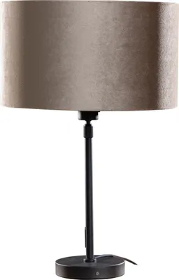 Zdjęcie produktu dla QAZQA – nowoczesna lampa stołowa I lampa stołowa I lampa I oprawa oświetleniowa czarna z abażurem z aksamitu w kolorze taupe 35 cm – salon I sypialnia – stal podłużna I okrągła – przystosowana do żarówek LED E27