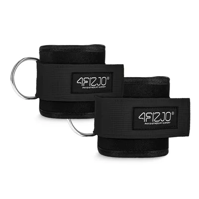 Produktbild von 4FIZJO Ankle Strap für Kabelzug, Neopren, 2 Stück, mit Stahlringen und Karabinerhaken, schwarz