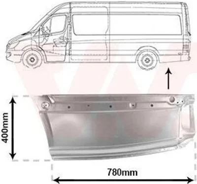 Produktbild von VAN WEZEL Seitenwand Reparaturblech passend für MERCEDES-BENZ SPRINTER 3,5-t Kasten (906) SPRINTER 3-t Kasten (906) SPRINTER 3,5-t Bus (906) für VW