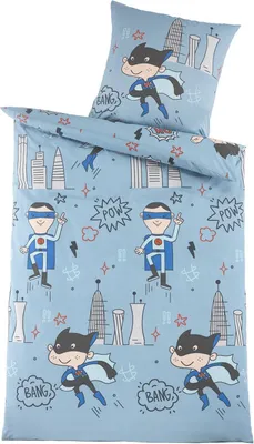 Produktbild von Renforce Kinder-Bettwäsche aus 100% Baumwolle - Superheld 135 x 200 cm