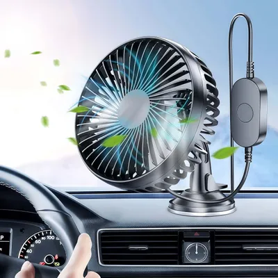 Produktbild von Autolüfter, 5V Auto-Saugnapf-Ventilator, 360° Drehbarer Auto Ventilator, 3-Gang-Regulierung, geräuscharmer Kühllüfter