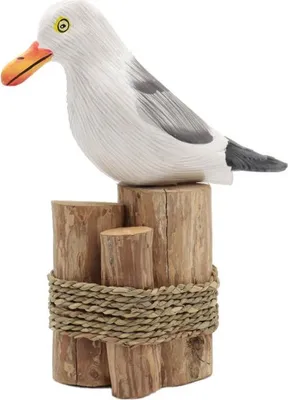 Produktbild von Möwe auf Poller 20 cm Dekorative Holzmöwe auf Dalbe 20 cm Seagull on wood 20 cm