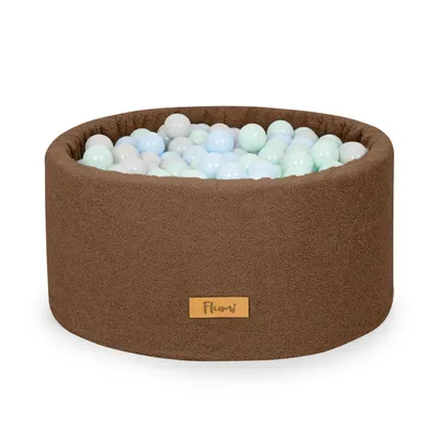 Obrázok produktu pre Flumi detský bazén s loptičkami - detský bazén s loptičkami 90x40cm s 200 loptičkami 7cm vyrobený v EÚ - hnedé + modré loptičky