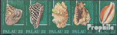 Produktbild von Briefmarken Palau-Inseln 1986 Mi 149-153 Fünferstreifen (kompl.Ausg.) postfrisch Muscheln und Meeresschnecken