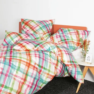 Produktbild von Janine Interlock Feinjersey Bettwäsche Carmen S 55084-04 orange fuchsia aqua limone 135x200 cm + 80x80 cm