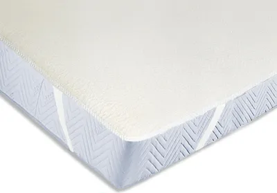 A close-up, angled view of a mattress protector.