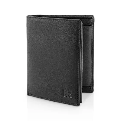 Produktbild von KRONIFY Leder Geldbörse Herren, Echtleder Portmonee Herren, RFID Schutz – Nappa Schwarz, Größe Hochformat